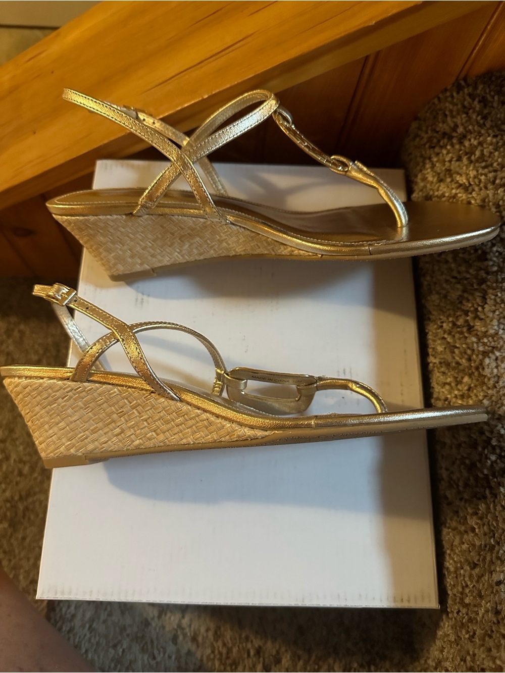 Lilly Pulitzer Good As Gold Metallic Wedges Espadrilles Sandals Women’s